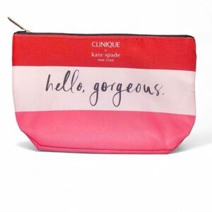 Kate Spade Clinique Striped “Hello Gorgeous” Make Up Bag NWOT